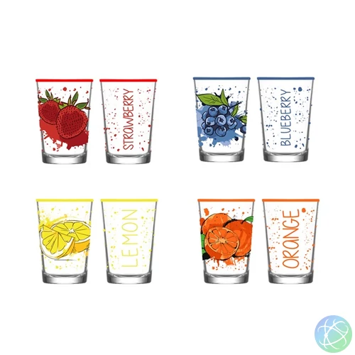 IRIS mintás üveg pohár 205ml, Blueberries, Lemon vagy Orange minta 131702-001