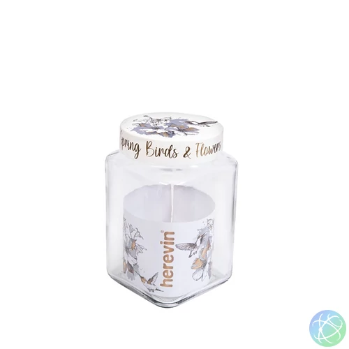 IRIS Flower üveg négyszögletes fűszertartó 1.500ml, virág mintával, bézs színű 144015-040