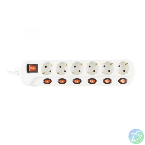 Somogyi NVK 06K/WH 6 aljzat 1,5 méter 3x1mm2 külön kapcsolható elosztó