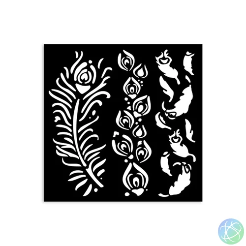 Stamperia Masquerade feathers 12X12 cm vastag stencil