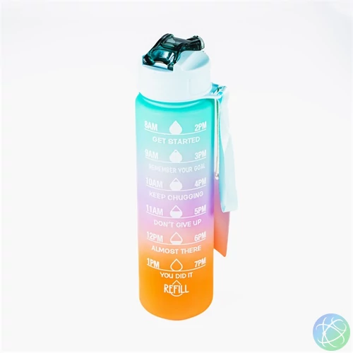 TOO KT-398 900ml-es színátmenetes motivációs kulacs idézetekkel és időskálával