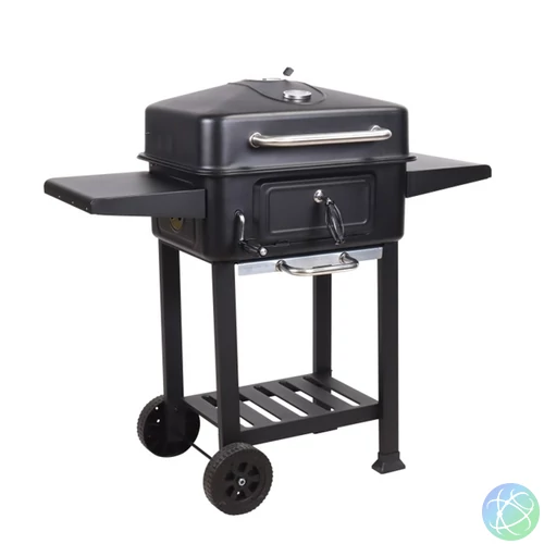 TOO BG-200B fekete BBQ faszenes grillkocsi két oldalsó asztallal