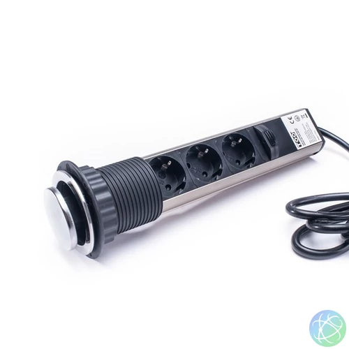 TOO PPS-301-3C IP20, 3x 2P+F, króm asztalba süllyeszthető elosztó