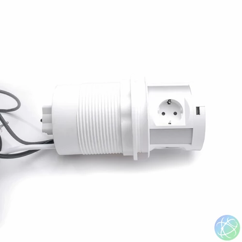 TOO PPS-100-4W IP20,4x 2P+F,HDMI,RJ45,2x USB-A,Qi töltés,hidraulikus,fehér asztalba süllyeszt. elosztó