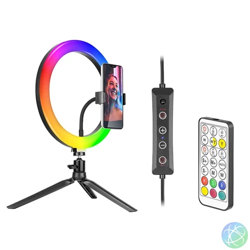 Tracer TRAOSW46807 Ring Light 8 W/26 cm/600-1700 lm/RGB/gyűrűs LED lámpa mini állvánnyal