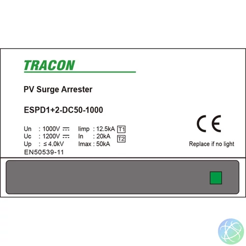 Tracon ESPD1+2-DC50-1000 egybeépített T1+T2 DC típusú túlfeszültséglevezető