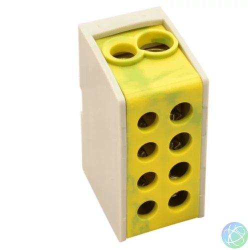 Tracon FLE-35/25ZS sínre szerelhető/ zöld/sárga/ 1×35+1×25mm2/1×35+1×25mm2/ 400VAC/ 125A főáramköri leágazó kapocs