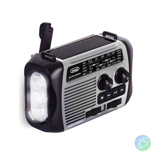 Trevi RA 7F30 BT FM/USB/microSD/Bluetooth napelemes,lámpás,dinamós szürke rádió