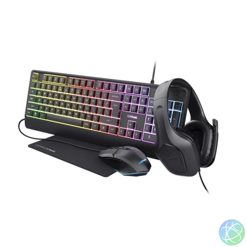 Trust GXT792 Quadrox 4in1 gamer csomag - billentyűzet,egér,egérpad és headset