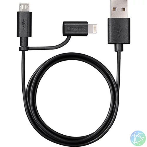 Varta 57943101401 1m 2in1 USB - microUSB/Lightning fekete adat- és töltőkábel