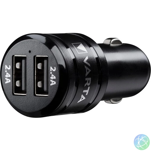 Varta 57931101401 4,8A univerzális 2xUSB fekete autós töltő Micro USB kábellel