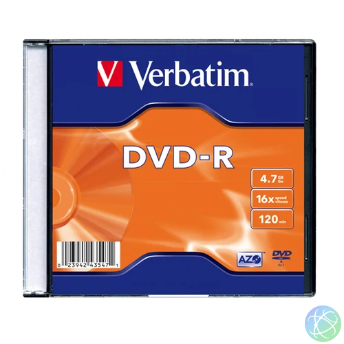 VERBATIM 43547 DVD-R 4,7GB/16x/matt ezüst írható felület/egyszer írható DVD 1db