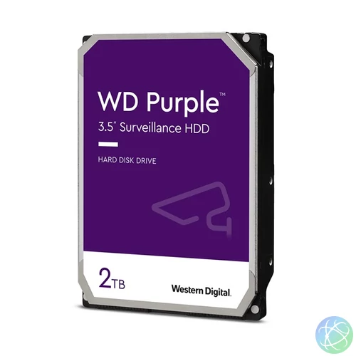 Western Digital 3,5" 2000GB belső SATAIII 5400RPM 256MB PURPLE WD22PURZ winchester 3 év