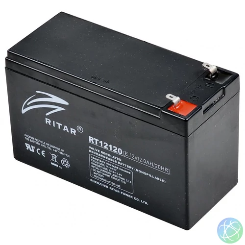 Ritar RT 12120 ólomakkumulátor, 12V/12 Ah, 5 éves élettartam, zárt konstrukció