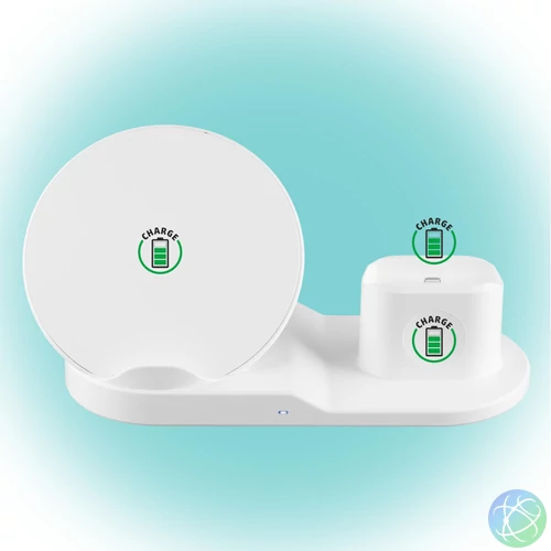Home SA 2000Qi vezeték nélküli töltő, 3in1, telefon, óra, fülhallgató, Qi szabvány, USB-C