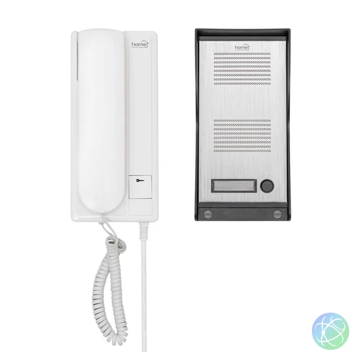 Home DP 22 vezetékes kaputelefon szett, falon kívüli alumínium kültéri egység, kétvezetékes bekötés, zárnyitási lehetőség, IP23 vízállóság, 230V
