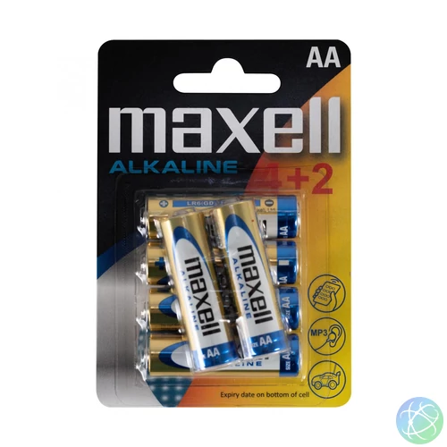 Maxell LR6 4+2 AA elem, alkáli, ceruza, 1,5V, 6 db/csomag