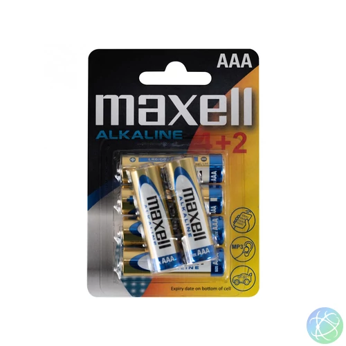 Maxell LR03 4+2 AAA elem, alkáli, ceruza, 1,5V, 6 db/csomag