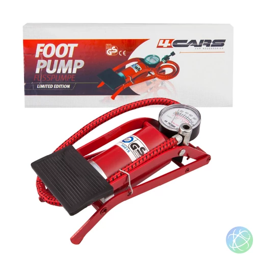 SAL 90717 lábpumpa, 7 bar, légnyomásmérő, 1+2 szelepadapter