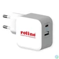 Kép 1/4 - ROLINE Fali töltő, 1x USB-A QX3.0 A 1x USB-C Power IQ, 38W, fehér