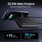 Kép 4/4 - UGREEN Power Bank hordozható töltő, kétirányú, 10000mAh, 20W, USB-C, USB-A, fekete