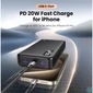 Kép 2/4 - UGREEN Power Bank hordozható töltő, kétirányú, 20000mAh, 22,5W, USB-C, USB-A, fekete