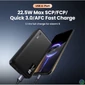 Kép 3/4 - UGREEN Power Bank hordozható töltő, kétirányú, 20000mAh, 22,5W, USB-C, USB-A, fekete