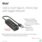 Kép 3/10 - Club 3D USB Hub - CSV-1430A (3.2 USB-A to 3xUSB-A, RJ45)