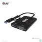 Kép 1/15 - Club 3D Átalakító - CSV-1611(USB-C (USB-A Adapterrel) to Dual HDMI (4K/30Hz) / VGA (1080/60Hz))