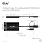 Kép 12/15 - Club 3D Átalakító - CSV-1611(USB-C (USB-A Adapterrel) to Dual HDMI (4K/30Hz) / VGA (1080/60Hz))