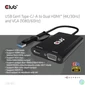 Kép 7/15 - Club 3D Átalakító - CSV-1611(USB-C (USB-A Adapterrel) to Dual HDMI (4K/30Hz) / VGA (1080/60Hz))