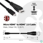 Kép 6/8 - Club 3D Kábel - CAC-1351 (Micro HDMI to HDMI 2.0, 4K60Hz, 1m, Bi-Directional)
