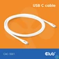 Kép 1/8 - Club 3D Kábel - CAC-3001 (USB-C, PD 240W, 20Gbps, 4K60Hz, fehér, M/M, 2m)