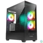 Kép 1/6 - Rampage Számítógépház - CALIBRE (fekete; üveg; mATX; alsó táp; 3x120mm RGB, 1xUSB3.0 + 2xUSB2.0)
