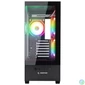 Kép 2/6 - Rampage Számítógépház - CALIBRE (fekete; üveg; mATX; alsó táp; 3x120mm RGB, 1xUSB3.0 + 2xUSB2.0)