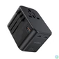 Kép 1/5 - Choetech USB-C*2+A (65W, fekete, travel, US,UK,EU,AU), töltő