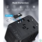 Kép 5/5 - Choetech USB-C*2+A (65W, fekete, travel, US,UK,EU,AU), töltő