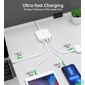 Kép 5/5 - Choetech 4-port 2*USB-C+2*USB-A (4port,asztali,100W,fehér,GAN), töltő