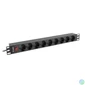 Kép 1/4 - Lanberg PDU-09F-0300-BK 19 1U 9xSchuko aljzat Uni-Schuko csatlakozóvéggel 3m fekete elosztósor kapcsolóval