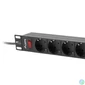 Kép 4/4 - Lanberg PDU-09F-0300-BK 19 1U 9xSchuko aljzat Uni-Schuko csatlakozóvéggel 3m fekete elosztósor kapcsolóval