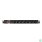 Kép 2/4 - Lanberg PDU-07F-0200-BK 19 1U 7xSchuko aljzat Schuko csatlakozóvéggel 2m túlfeszültségvédett elosztósor kapcsolóval