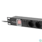 Kép 3/4 - Lanberg PDU-07F-0200-BK 19 1U 7xSchuko aljzat Schuko csatlakozóvéggel 2m túlfeszültségvédett elosztósor kapcsolóval