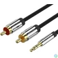 Kép 1/3 - Vention 3.5mm jack/M -> 2*RCA/M,  (audio, aranyozott, fémház), 1,5m, kábel