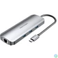 Kép 1/3 - Vention USB-C -> HDMI/USB3.0x3/RJ45/SD/TF/PD (0,15m Szürke Aluminum Ötvözet), Dokkoló