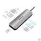 Kép 2/3 - Vention USB-C -> HDMI/USB3.0x3/RJ45/SD/TF/PD (0,15m Szürke Aluminum Ötvözet), Dokkoló