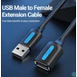 Kép 2/3 - Vention USB-A 2.0/M -> USB-A 2.0/F, (hosszabbító, PVC fekete), 1m,  kábel