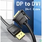 Kép 2/3 - Vention Displayport -> DVI, (fekete), 1m, kábel