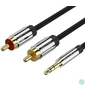 Kép 1/3 - Vention 3.5mm jack/M -> 2*RCA/M,  (audio, aranyozott, fémház), 2m, kábel