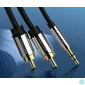 Kép 2/3 - Vention 3.5mm jack/M -> 2*RCA/M,  (audio, aranyozott, fémház), 2m, kábel