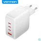 Kép 1/4 - Vention 4-port USB-C+C+C+A (140W/140W/30W/18W 4-portos, GaN, fehér),1,5m, töltő
